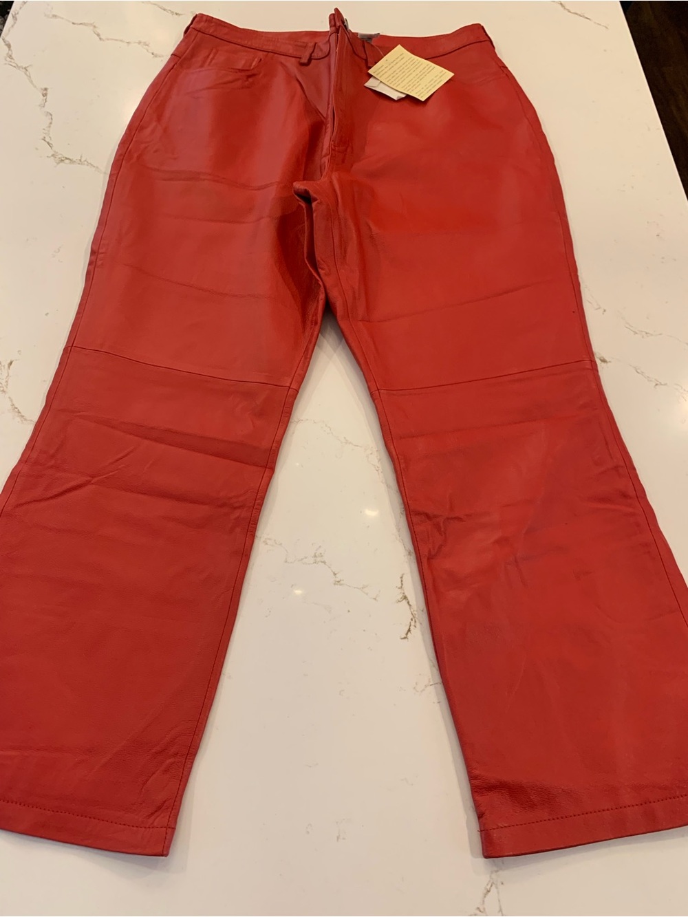 Newport News Red Leather-Look Straight Pants
